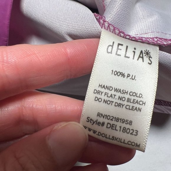 dELiA's by Dolls Kill Rainbow Magic Mini Skirt PVC Purple Polyurethane Pride XL - Picture 16 of 16